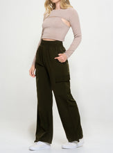 Load image into Gallery viewer, Indigo Wide Leg High Waisted Cargo Pants
