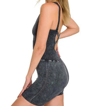 Load image into Gallery viewer, Amie Mineral Washed Sports Romper -Ash Black
