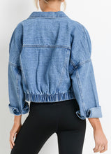Load image into Gallery viewer, Raw &amp; Ribbed Short Denim Jacket
