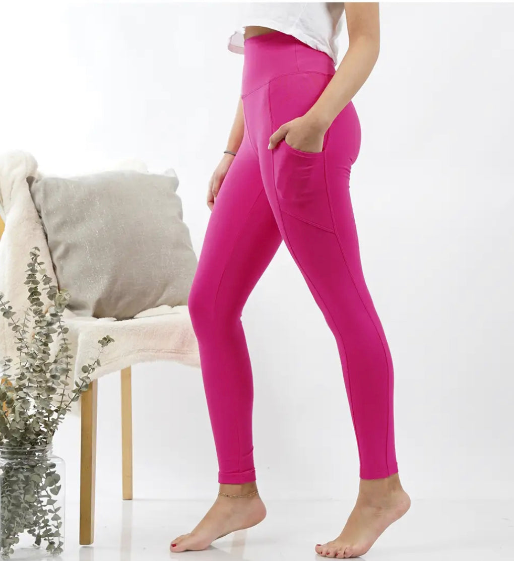 Go For It Wide Waistband Cotton Leggings W/ Pockets