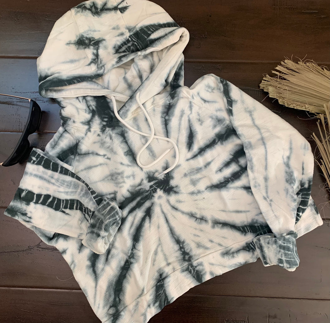 Cotton Tie-Dye Cropped Hoodie