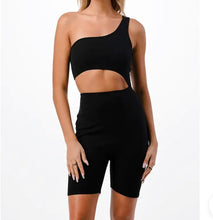 Load image into Gallery viewer, Sporty Spice One Shoulder Cut Out Biker Suit
