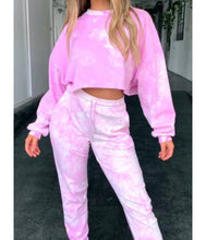 Load image into Gallery viewer, Pink Tie Dye Cropped Jogger Set
