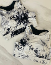 Load image into Gallery viewer, Black &amp; White Tie Dye Sports Bra
