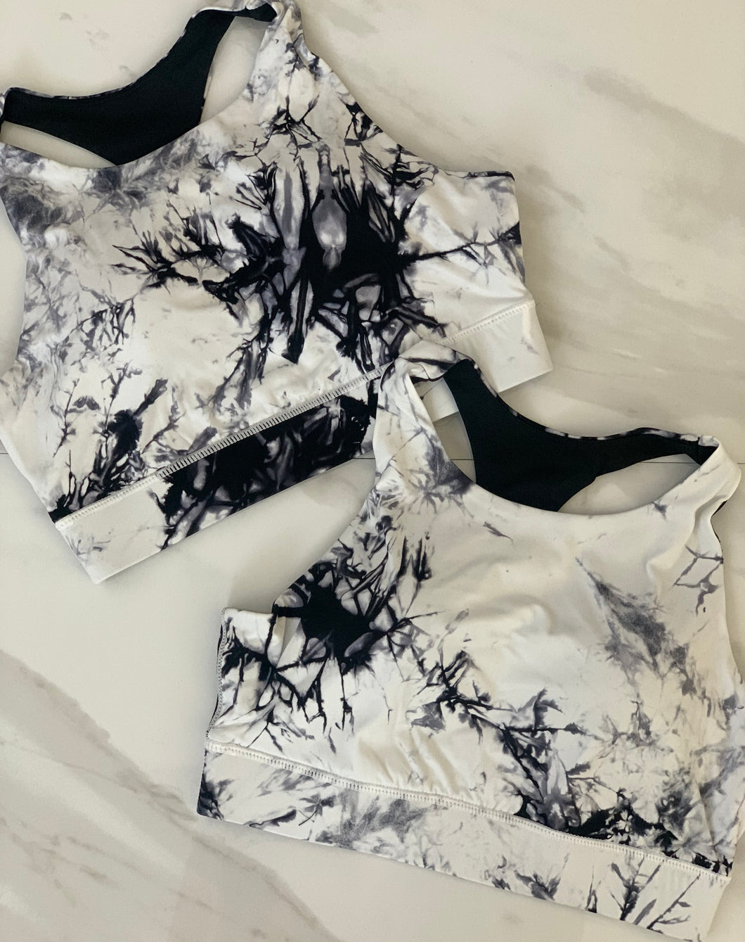 Black & White Tie Dye Sports Bra