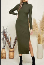 Load image into Gallery viewer, Serenity Ribbed Turtle Neck Maxi Dress
